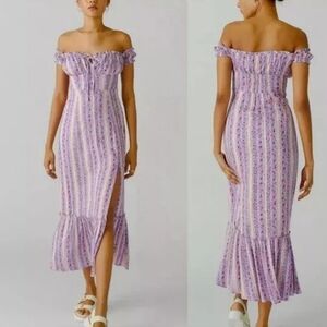 Urban Outfitters Purple Off-Shoulder Midi Dress